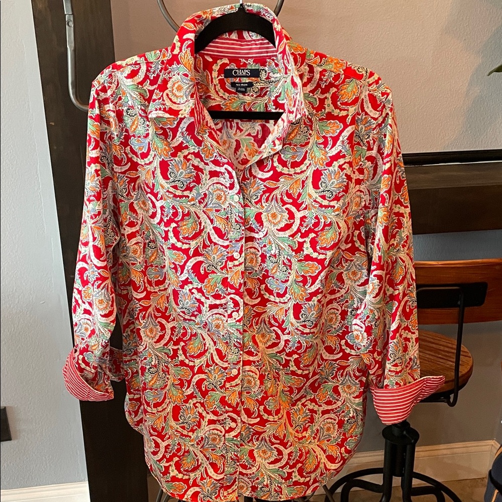 Chaps Multi color Paisley top size 1X